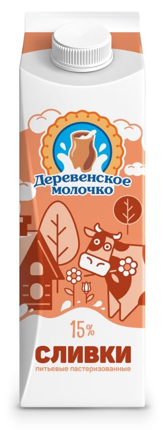 Сливки Деревенское молочко 15% 450мл
