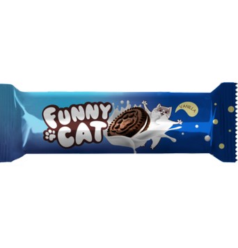 Печенье сахарное Funny cat с какао и начинкой с ароматом ванили 95г