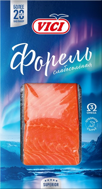 Форель радужная филе кусок с кожей слабосолена VICI 150г