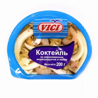 Коктейль из маринованных морепродуктов в масле VICI 200г