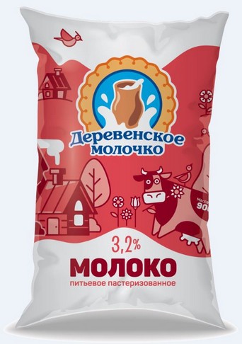 Молоко Деревенское молочко 3,2% 900г