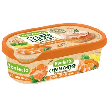 Сыр кремчиз Креветки и зеленьБонфесто 65% 140г